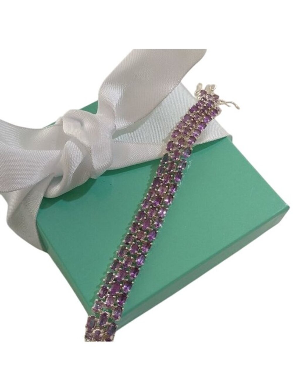 Sterling Silver + Amethyst 3 Row Bracelet